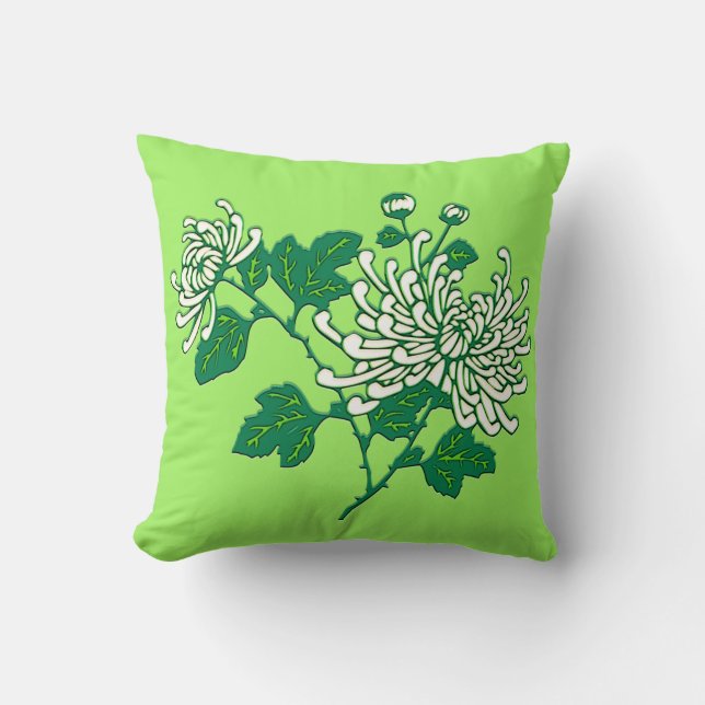 Chinese spinchrysanthema - roomwit kussen (Voorkant)