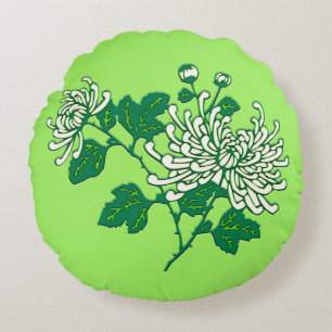 Chinese spinchrysanthema - roomwit rond kussen
