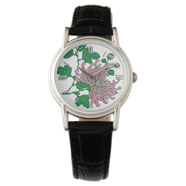 Chinese spinchrysanthema - zacht roze horloge (Voorkant)
