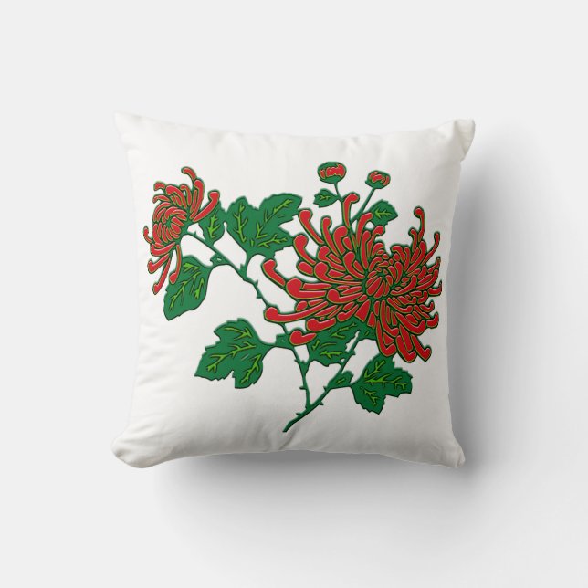 Chinese spinnenchrysanten - diep Chinees rood Kussen (Voorkant)