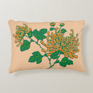 Chinese spinnenchrysanten - mandarijn sinaasappel decoratief kussen