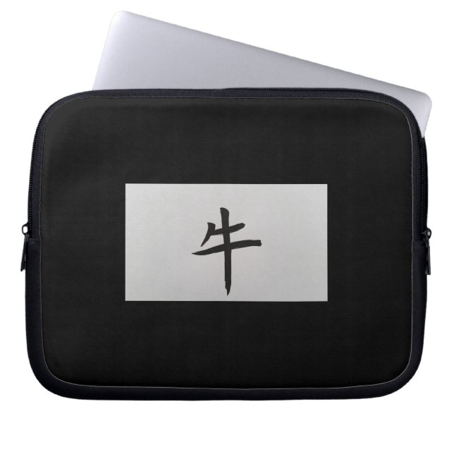 Chinese sterrenbeeld Os zwart Laptop Sleeve (Voorkant)