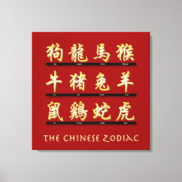 Chinese sterrenbeelden in goud canvas afdruk
