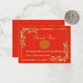 Chinese stijl in rood Dank u Notitiekaartje (Voorkant / Achterkant in situ)