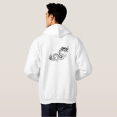 Chinese stijldraak B&W Hoodie (Achterkant volledig)