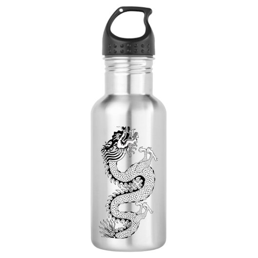 Chinese stijldraak B&W Waterfles (Voorkant)