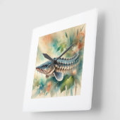 Chinese Sturgeon 190724AREF138 - Watercolor Vierkante Klok (Hoek)
