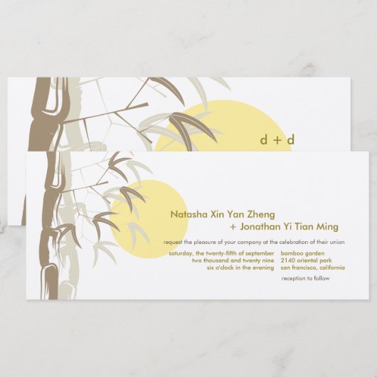 Chinese Sunrise Bamboo Natuur Tropische bruiloft Kaart (Voorkant / Achterkant)