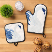 Chinese swan wings pattern (Persnalize) Ovenwant & Pannenlap Set (Top down)