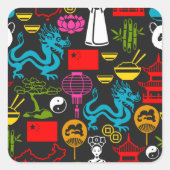 Chinese symbolen vierkante sticker (Voorkant)