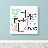 Chinese symbolen voor liefde, hoop en geloof canvas afdruk (Insitu (Houten vloer))