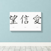 Chinese symbolen voor liefde, hoop en geloof canvas afdruk (Insitu (Houten vloer))