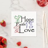 Chinese symbolen voor liefde, hoop en geloof servetten (Insitu)