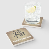 Chinese symbool voor geluk stenen onderzetter (Zijkant)