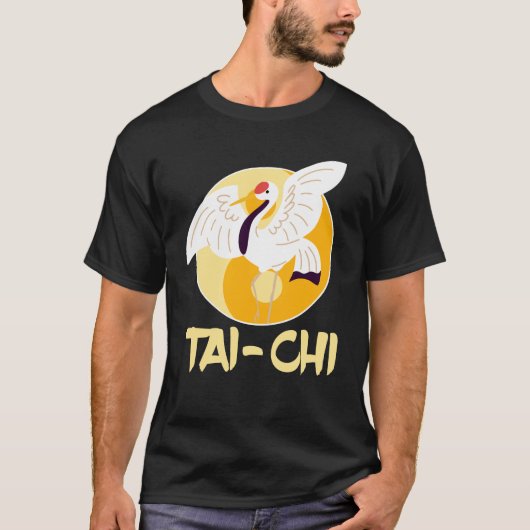 Chinese Tai Chi Yin Yang Crane Animal Sun T-shirt (Voorkant)
