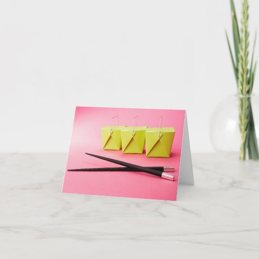 Chinese Takeout en Chopsticks Note Kaart (Voorkant)