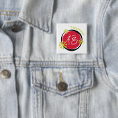 Chinese tekencode geluk cadeau vierkante button 5,1 cm (In situ)