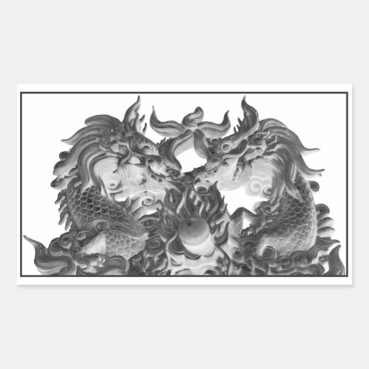 Chinese tekeningen rechthoekige sticker (Voorkant)
