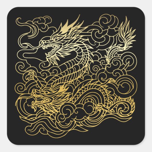 Chinese tekeningen vierkante sticker (Voorkant)