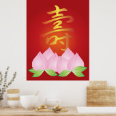 Chinese tekenkalligrafie langlevendigheid Illustra Poster (Keuken)