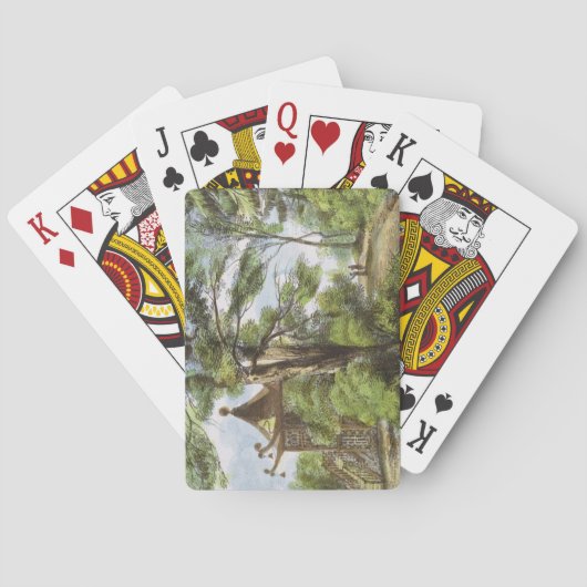 Chinese tempel, Kew Gardens, bord 13 van 'Kew Ga' Pokerkaarten (Achterkant)