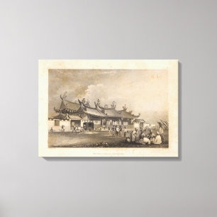Chinese tempel, Singapore Canvas Afdruk