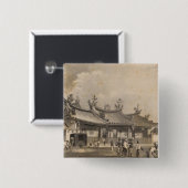 Chinese tempel, Singapore Vierkante Button 5,1 Cm (Voorkant /achterkant)