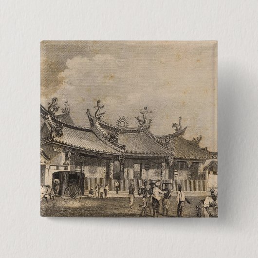 Chinese tempel, Singapore Vierkante Button 5,1 Cm (Voorkant)