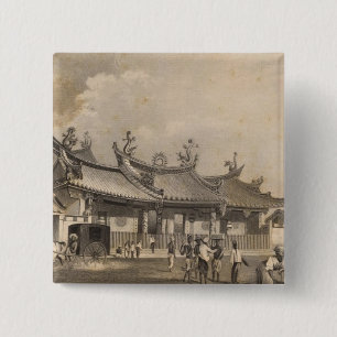 Chinese tempel, Singapore Vierkante Button 5,1 Cm
