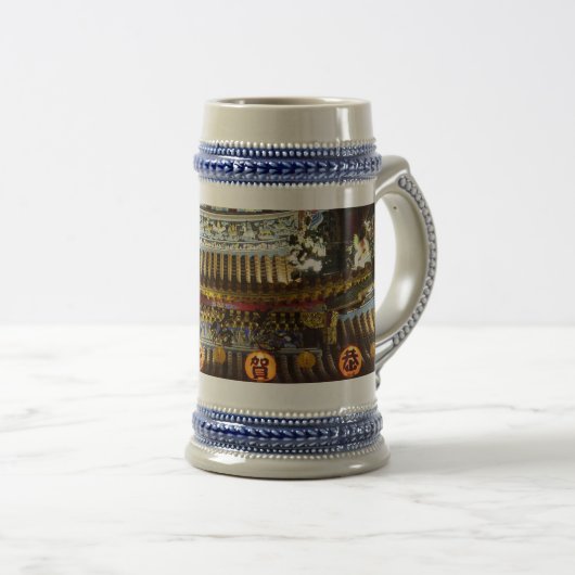 Chinese tempelgrijs/Blue 22 oz Stein Bierpul (Voorkant rechts)