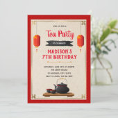 Chinese thee thema feestuitnodiging kaart (Staand voorkant)