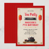 Chinese thee thema feestuitnodiging kaart (Voorkant / Achterkant)