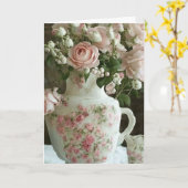 Chinese theepot en Rozen | Verjaardag Kaart (Gele Bloem)