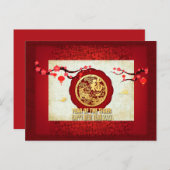 Chinese tijger 2022 Papier-snijdsel HGC Hol Feestdagenkaart (Voorkant / Achterkant)