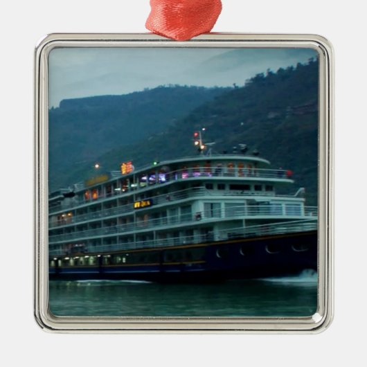 Chinese toeristenboot in de Yangtz-rivier Metalen Ornament (Voorkant)