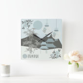 Chinese Torii landscape "I believe" design Vierkante Klok (Huis)
