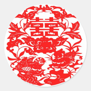 Chinese Tortelduifjes voor dubbel geluk Ronde Sticker