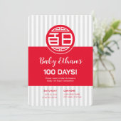 Chinese Traditionele Baby 100 Dagen 百日 Uitnodiging (Staand voorkant)