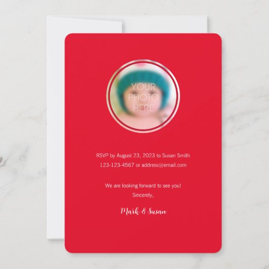 Chinese Traditionele Baby 100 Dagen 百日 Uitnodiging (Achterkant)