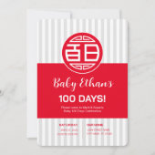 Chinese Traditionele Baby 100 Dagen 百日 Uitnodiging (Voorkant)