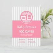 Chinese Traditionele Baby 100 Dagen 百日 Uitnodiging (Staand voorkant)