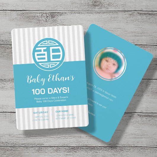 Chinese Traditionele Baby 100 Dagen 百日 Uitnodiging