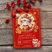 Chinese Traditionele Baby 100 Dagen 百日 Uitnodiging