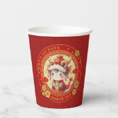 Chinese Traditionele Baby 100 Dagen 百日 Uitnodiging Papieren Bekers (Achterkant)