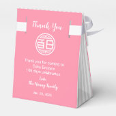 Chinese traditionele Baby 100 dagen 百 日 (roze) Bedankdoosjes (Achterkant)