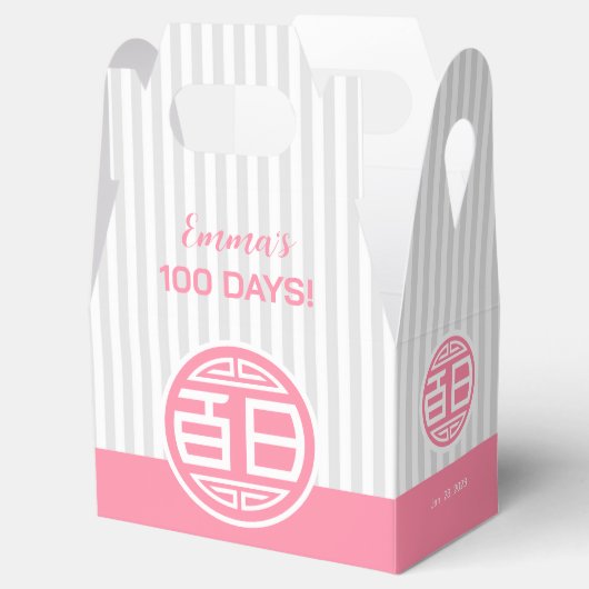 Chinese traditionele Baby 100 dagen 百 日 (roze) Bedankdoosjes (Geopend)
