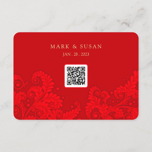Chinese Traditionele Bruiloft RSVP met QR Code (Achterkant)