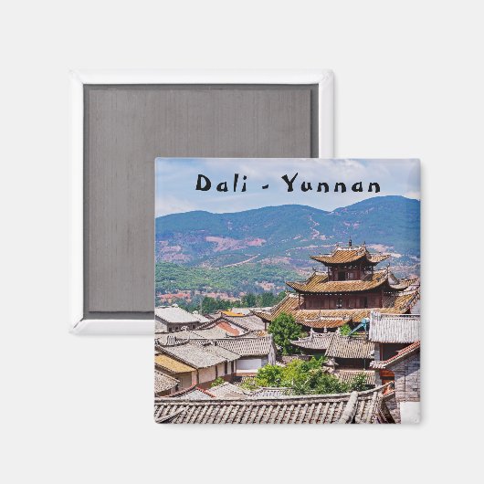 Chinese Traditionele Getuige daken, Dali,Yunnan,Ch Magneet (Voorkant / Achterkant)