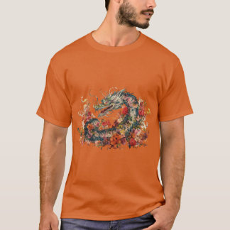 Chinese traditionele mooie draak overvloeiende w t-shirt