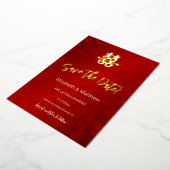 Chinese Trouw Double Geluk   Folie Uitnodiging (Gedraaid)